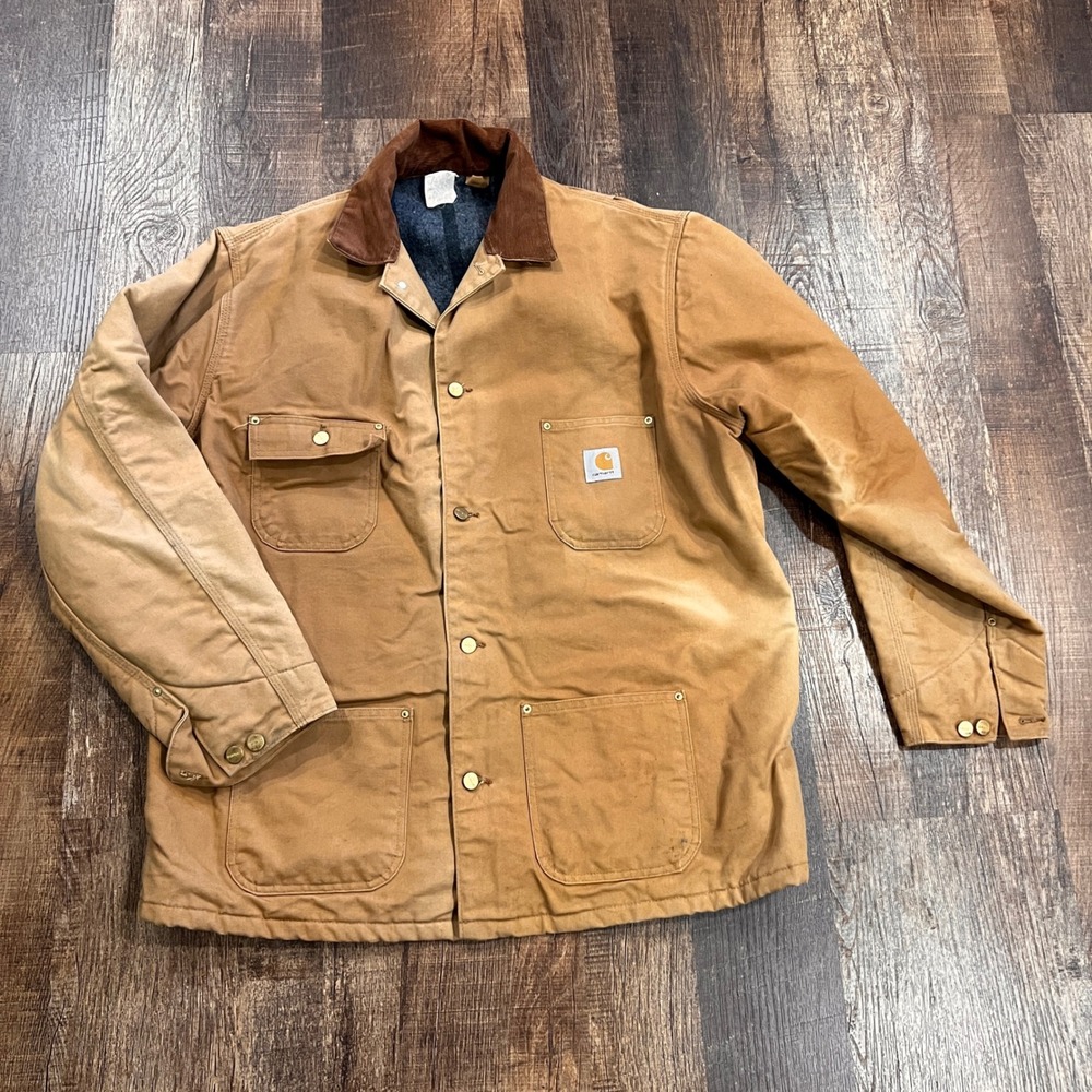Carhartt Vintage Chore Coat Duck Blanket Lined Corduroy Collar 6BLCT 48 Tall